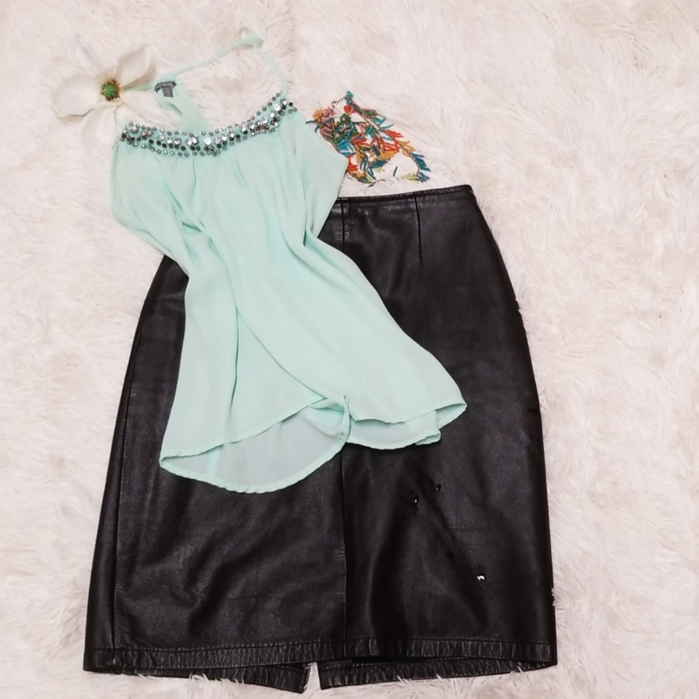 Leather skirt and top